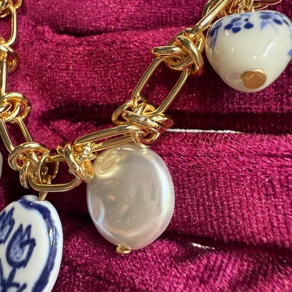 Summertime Gold and Blue Charm Necklace - Picture 14 of 16
